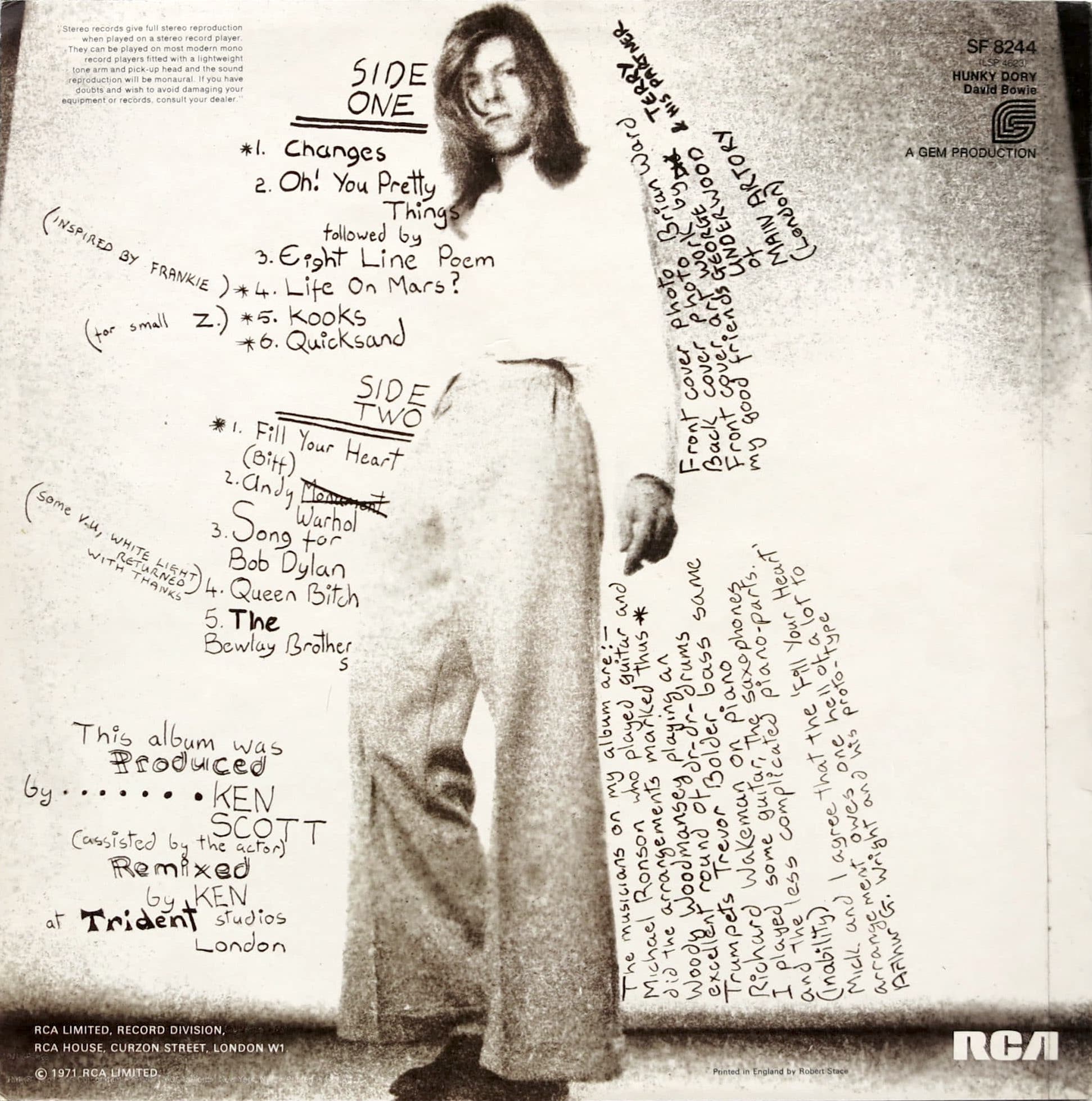 David Bowie, Hunky_Dory, 1971, cover