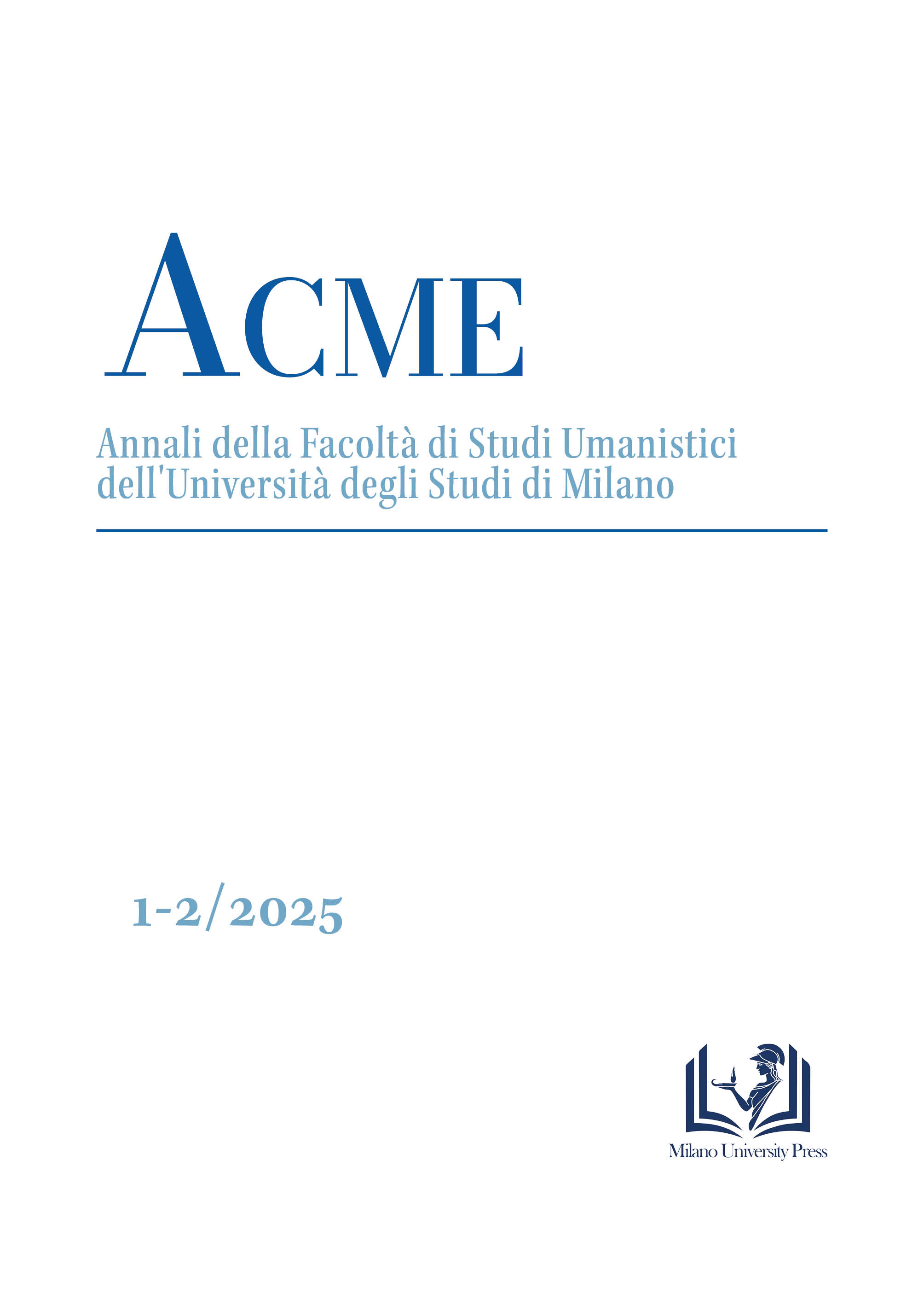 Copertina Acme, Annali della Facoltà di Studi Umanistici dell'Università degli Studi di Milano, 1-2/2025