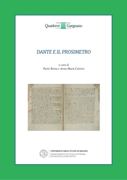 Copertina anteriore del volume "Dante e il prosimetro. Dalla 'Vita nova' al 'Convivio'"