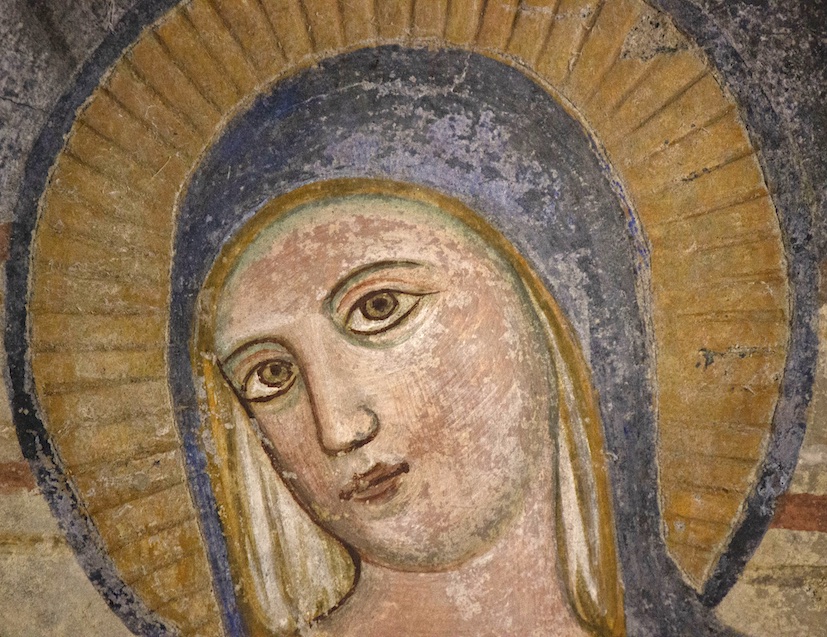 Grotta di Selvascura, Annunciazione, dettaglio del volto della Vergine