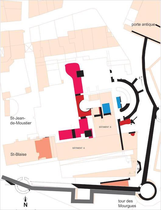 Planimetria del complesso cattedrale di Arles nel medioevo