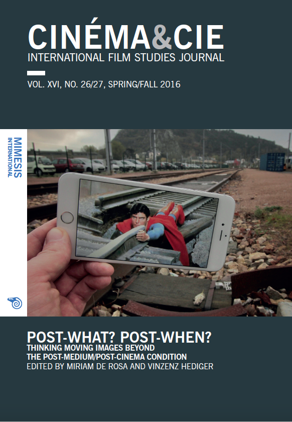 					View Vol. 16 No. 26-27 (2016): Post-what? Post-when? Thinking Moving Images Beyond the Post-medium/Post-cinema Condition
				
